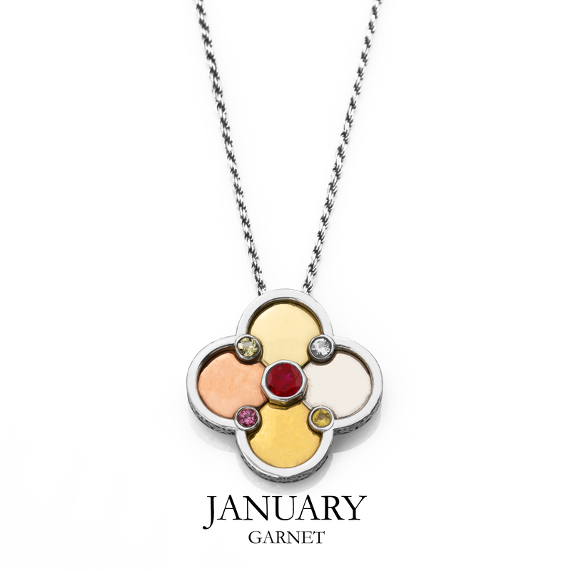 Birthstone / Quatrefoil Pendant / Necklace