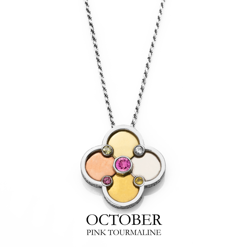 Birthstone / Quatrefoil Pendant / Necklace