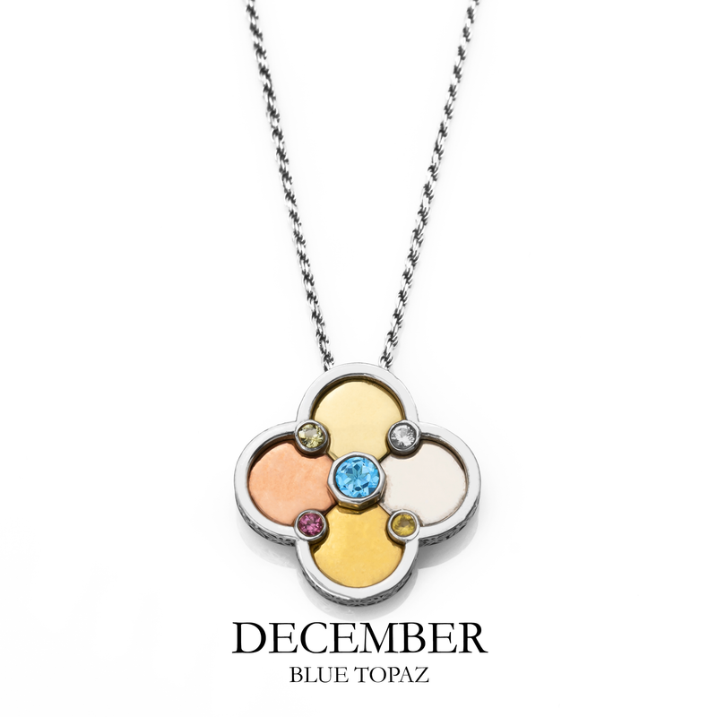 Birthstone / Quatrefoil Pendant / Necklace